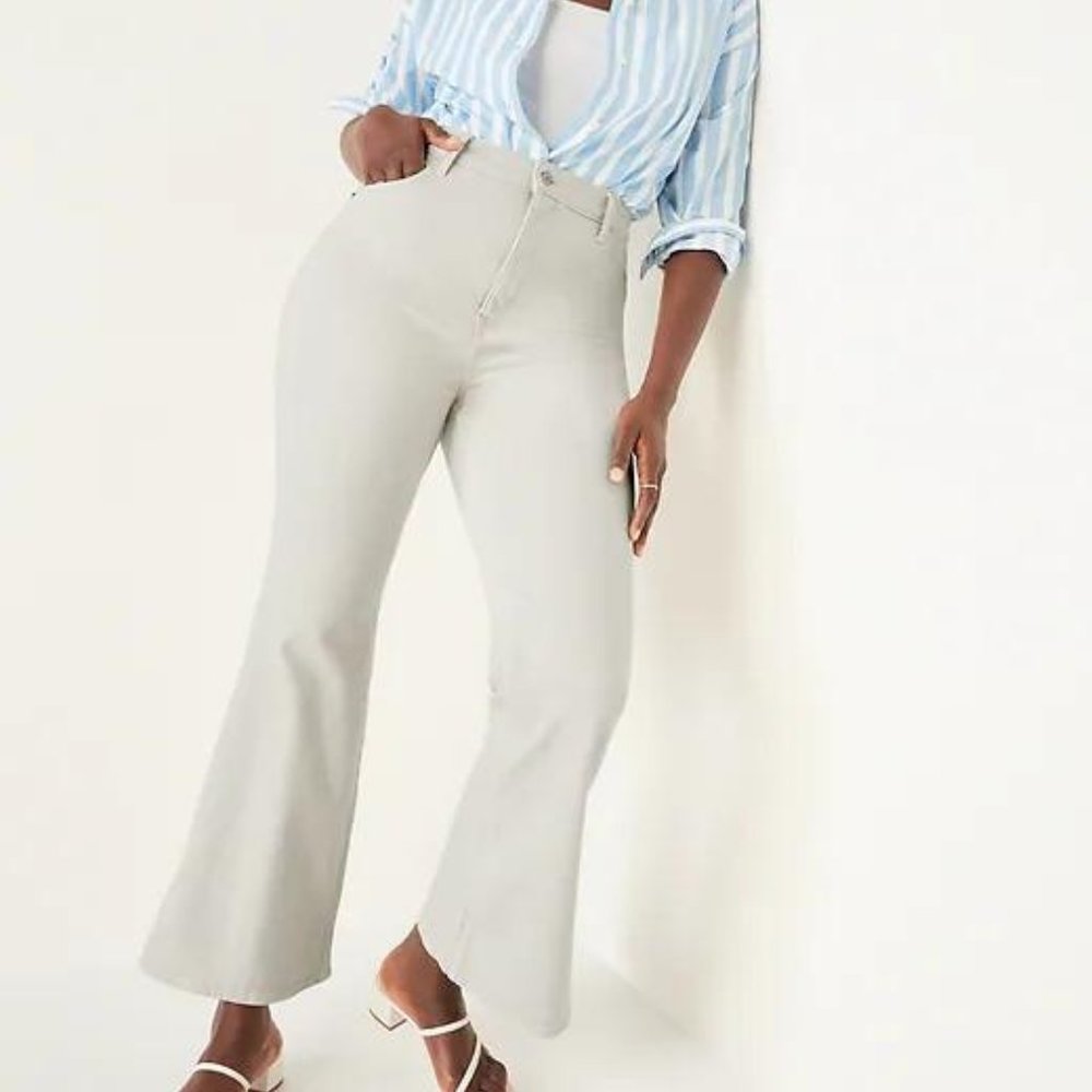 Old Navy Higher High-Rise Off-White Side-Split Flare Jeans for Women New - Picture 5 of 12